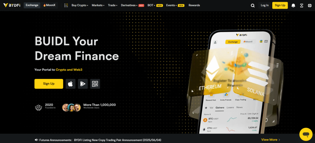 BYDFi professional trading dashboard featured best no kyc crypto exchanges with high limits 