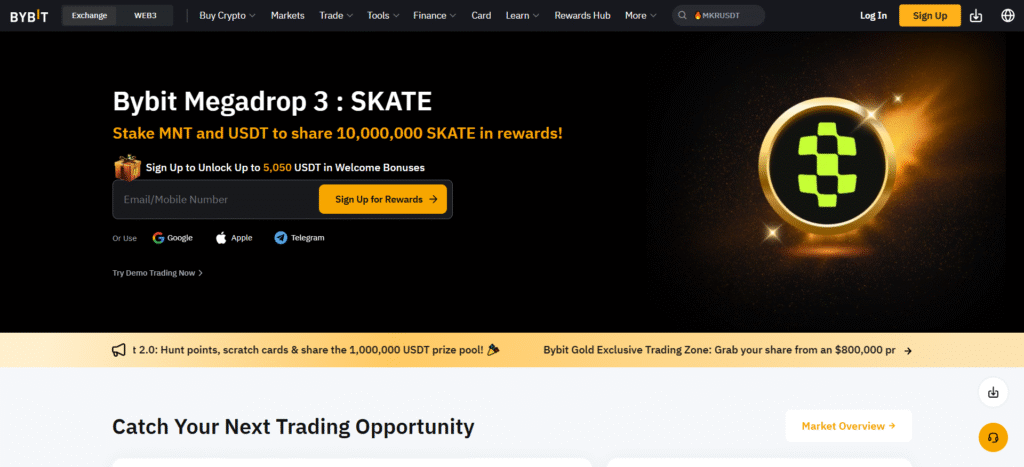 Bybit major exchange interface among best crypto exchanges without kyc offering 400+ coins 