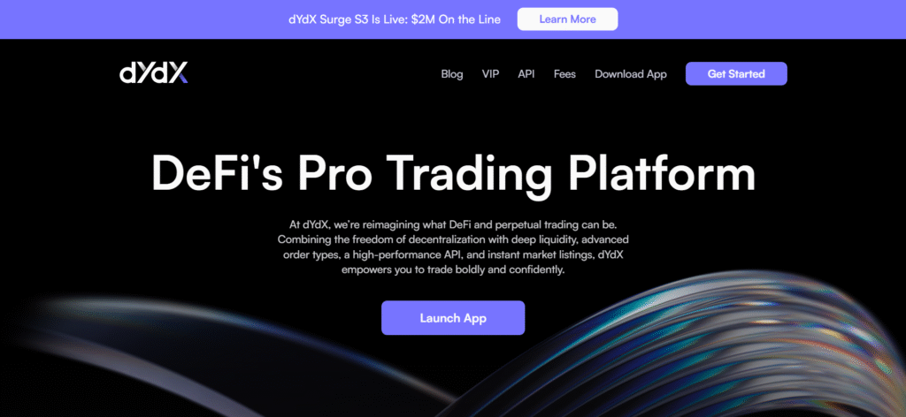 dYdX professional derivatives interface with DAO governance among best no KYC crypto exchanges in India