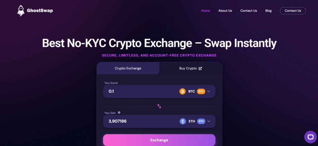GhostSwap instant swap interface with 4-step process among best anonymous crypto exchanges in India