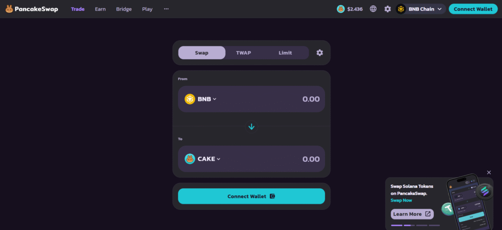 PancakeSwap DeFi platform with yield farming features among best no KYC crypto exchanges in India
