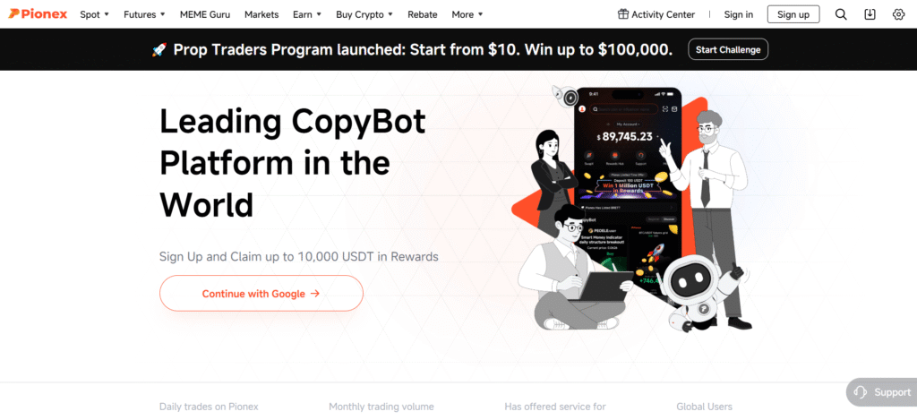 Pionex bot trading dashboard with 16 automated strategies among best kyc-free crypto exchanges