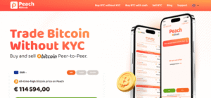 Página inicial de Peach Bitcoin, compra-venta de BTC sin identidad – Exchanges de Criptomonedas Sin KYC