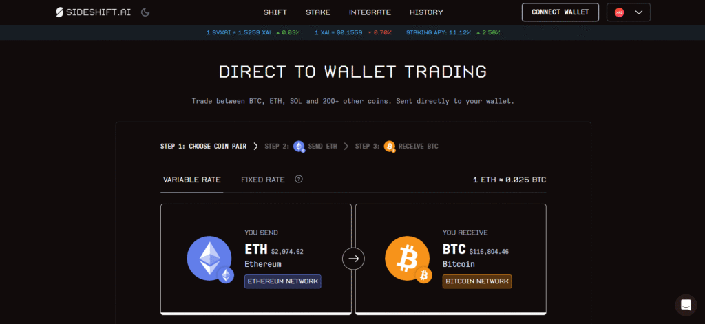 SideShift — анонимная платформа для кросс-чейн обмена, лучшие криптобиржи без KYC