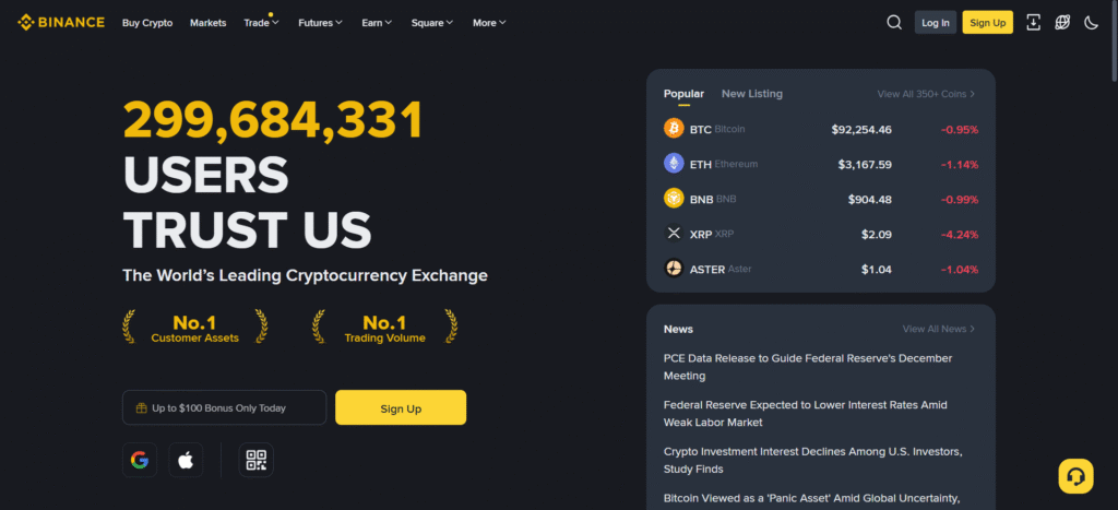 Binance crypto exchange with lowest fees offering 350 coins and VIP trading discounts.