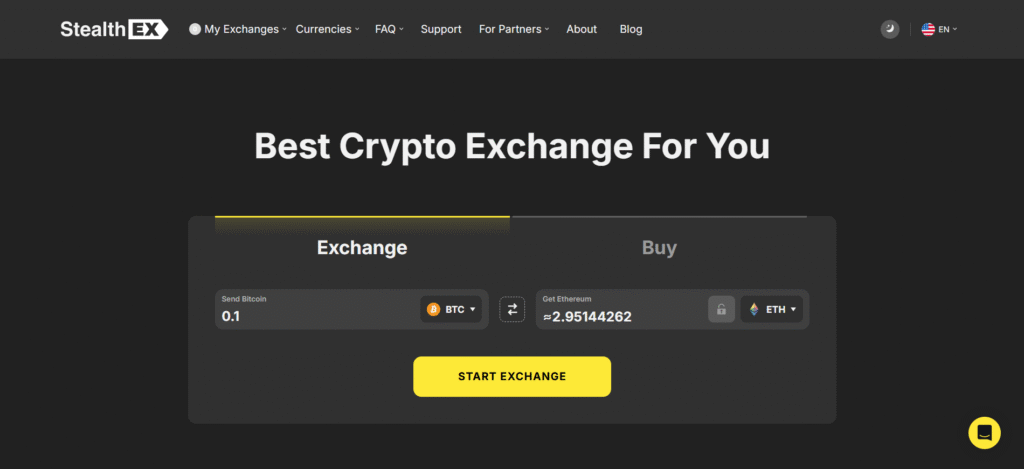 StealthEX no KYC exchange allowing USA traders to buy crypto with fiat under 700 dollars