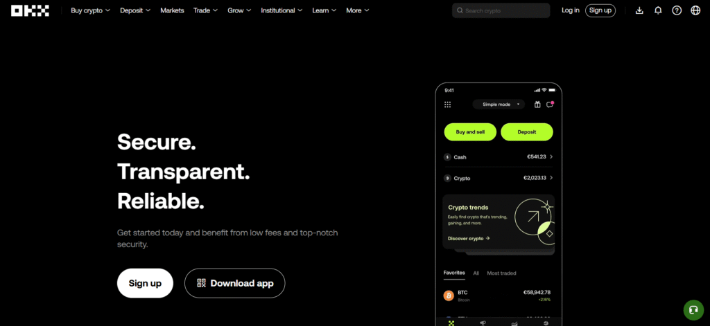 OKX bitcoin exchange platform in the UAE with Web3 wallet and derivatives trading features.