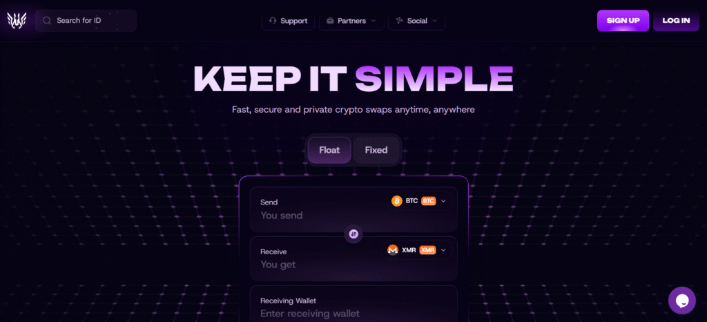 PegasusSwap crypto swap platform with simple no-registration exchange process.