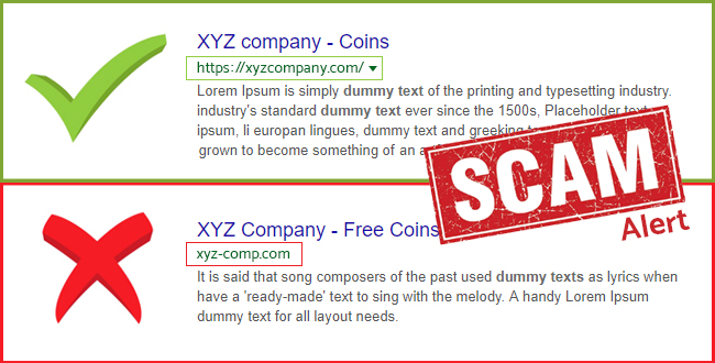 Visual comparison infographic of legitimate crypto exchange interface versus a cloned fake exchange scam website