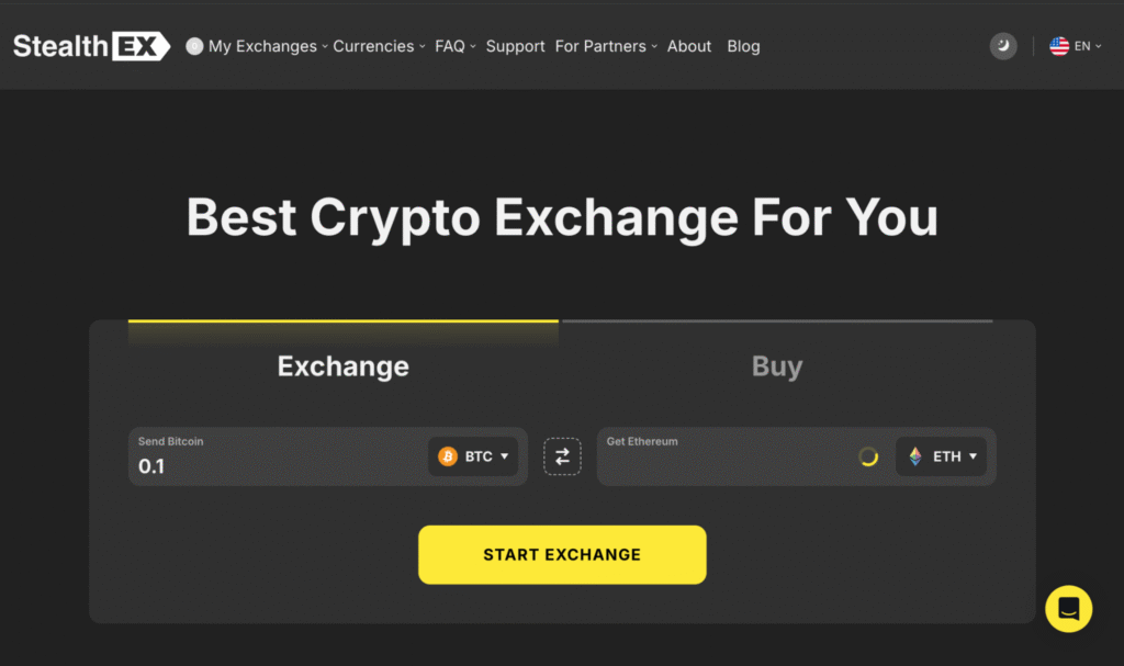Privacy-focused exchange platform with unlimited transaction amounts and instant swaps