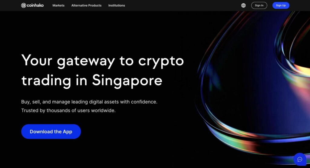 Coinhako homepage — Singapore-founded MAS-licensed cryptocurrency exchange offering SGD deposits via PayNow and FAST bank transfer